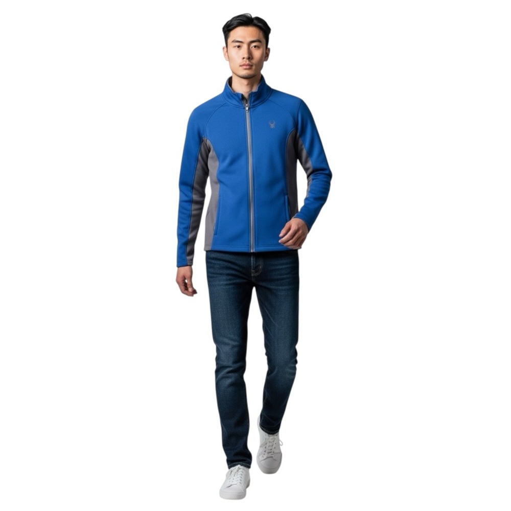 SPYDER Foremost Full Zip Medium Weight Sweater Jacket in Blue/Gray Size Medium - Picture 10 of 10